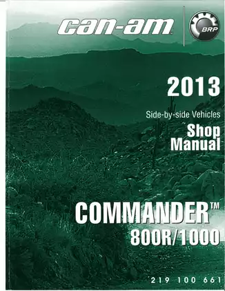 2013 Can-Am Commander 800R, 1000, XT, X UTV shop manual Preview image 1