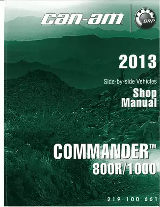 2013 Can-Am Commander Digital Service Manual - Comprehensive Vehicle Guide