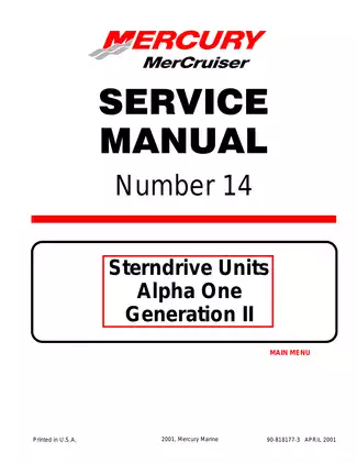 1991-2001 Mercury MerCruiser Sterndrive Alpha One Generation II Number 14 service manual Preview image 1