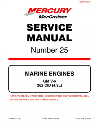 1998-2001 MerCruiser GM V6 4.3L 262 CID engine service manual Preview image 1