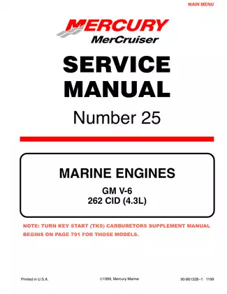 Comprehensive Service Manual for MerCruiser 262 CID (4.3L) Marine Engine
