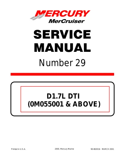 Preview: 2000–2008 MerCruiser 496 CID / 8.1L, D1.7L DTI Sterndrive Factory Service Manual (P/N 90-863016)