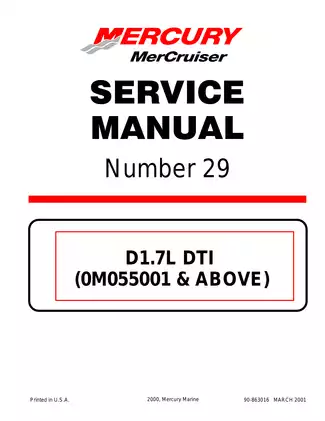 2000-2008 MerCruiser 496 CID / 8.1L, D1.7L DTI Sterndrive engine No.29 service manual Preview image 1