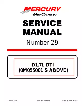 2000-2008 MerCruiser 496 CID / 8.1L, D1.7L DTI Sterndrive engine No.29 service manual