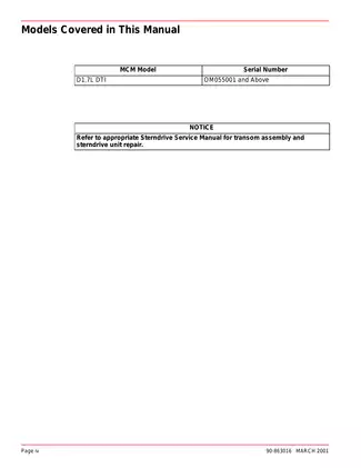 2000-2008 MerCruiser 496 CID / 8.1L, D1.7L DTI Sterndrive engine No.29 service manual Preview image 5