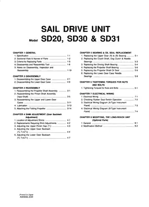 Yanmar Saildrive Unit SD20, SD30, SD31 service manual Preview image 4