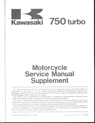 Kawasaki ZX750E 750 Turbo Motorcycle Service Manual Supplement - Essential Maintenance Guide Preview image 3