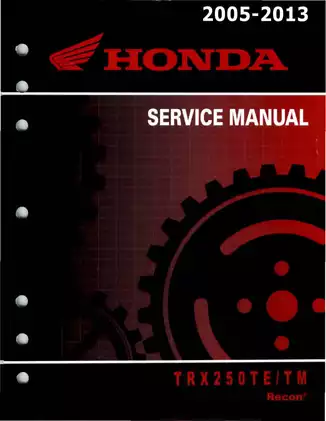 Honda TRX250 TE/TM Service Manual (2005-2013) - Comprehensive Maintenance & Repair Guide