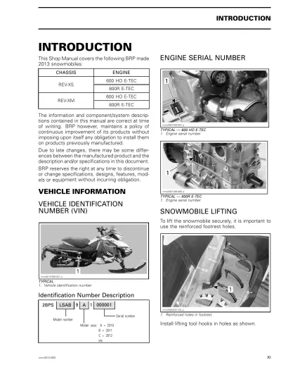 Preview: 2013 BRP Ski-Doo REV-XS, REV-XM, MX Z, Renegade, Summit Service Manual (P/N 529 035 997)