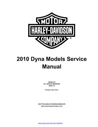 2010 Harley Davidson Dyna: Fat Bob, Street Bob, Super Glide, Super Glide Custom, Wide Glide service manual Preview image 3