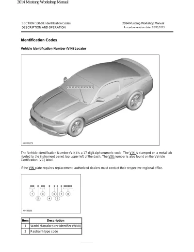 Preview: 2014 Ford Mustang 3.7L V6 and 5.0L V8 Workshop Manual (P/N W710141, W709865, W710909)
