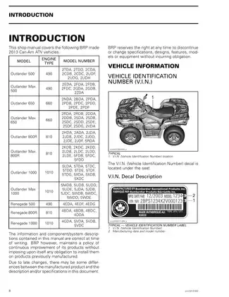 2013 Can-Am Outlander and Renegade ATV Service Manual Preview image 2