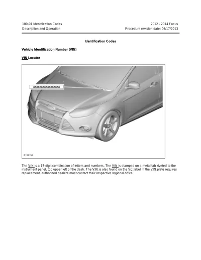 2012–2014 Ford Focus Service & Repair Manual (P/N W715314)