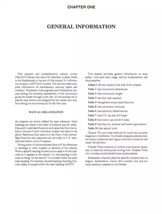 Comprehensive Service Manual for 2004-2013 Harley-Davidson XL Sportster Models