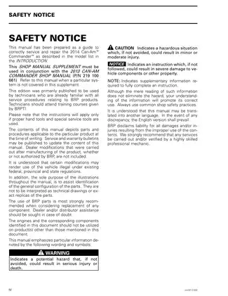 2014 Can-Am™ Commander™ Service Manual Supplement