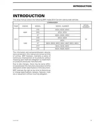 2014 Bombardier Can Am Commander 800R, 1000 UTV OEM repair manual Preview image 2