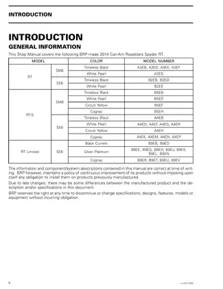 2014 Can Am Spyder RT, Spyder RT, Spyder S manual Preview image 2