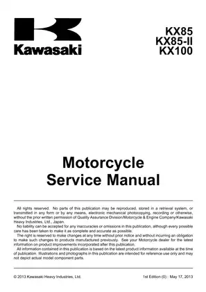 2014 Kawasaki KX 85, KX 85-II, KX 100, KX 85CE,  KX 85DE, KX 110FE service manual Preview image 5