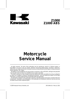 Kawasaki Z1000 71000 ABS Motorcycle Service Manual - Comprehensive Guide Preview image 5