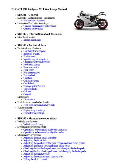 2014 Ducati 899 Panigale Workshop & Maintenance Manual (SBK.01)