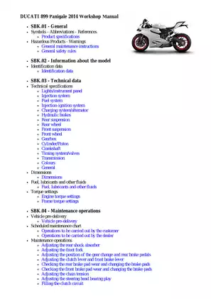 2014 Ducati 899 Panigale M.Y workshop manual Preview image 1