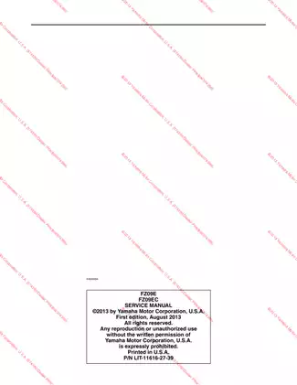 Yamaha FZ-09 Service Manual (2013) - Comprehensive Repair Guide Preview image 3