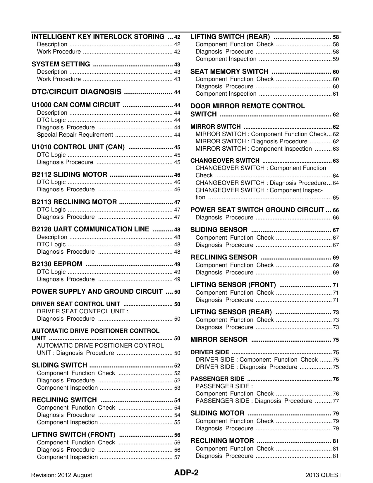 2013 Nissan Quest  E52 series repair manual Preview image 2