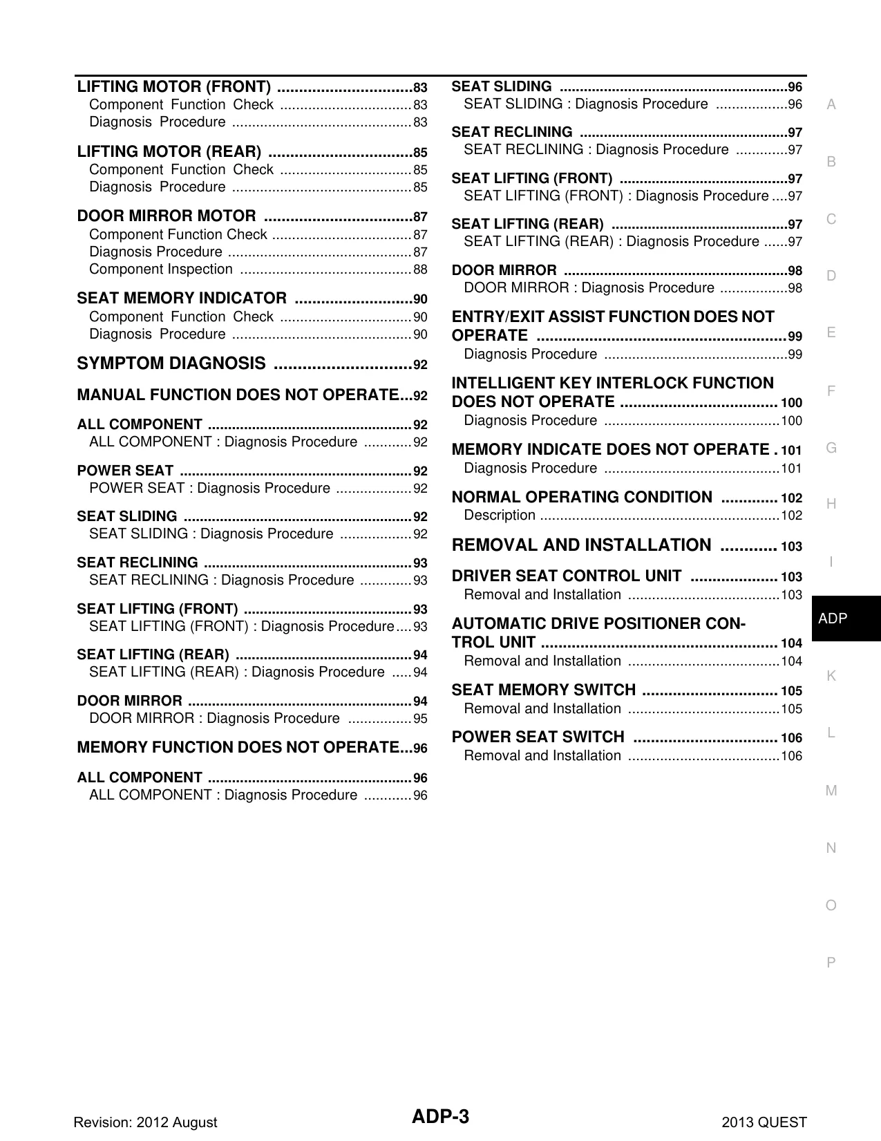 2013 Nissan Quest  E52 series repair manual Preview image 3