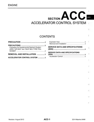 2014 Nissan Maxima A35 Accelerator Control System manual Preview image 1