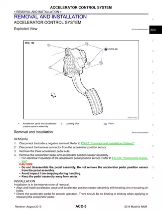 2014 Nissan Maxima A35 Accelerator Control System manual Preview image 3