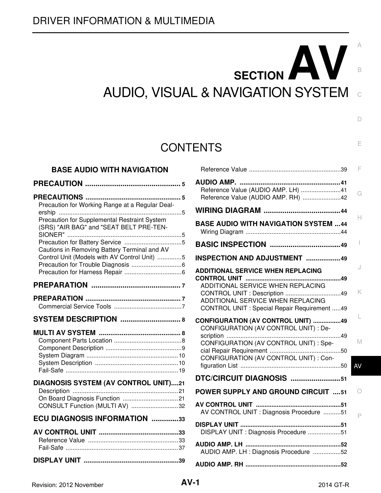 2014 Nissan GT-R R35 repair manual