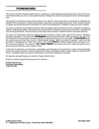 Comprehensive Service Manual for 2014 Arctic Cat Wildcat Preview image 2