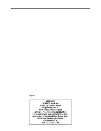 Yamaha YZF-R6X Service Manual (2008) - Complete Digital Guide Preview image 2