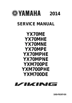Yamaha 2014 YX Series Service Manual - Comprehensive Maintenance and Repair Guide