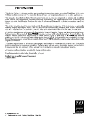 2014 Arctic Cat Snowmobile Service Manual - Complete Guide Preview image 2