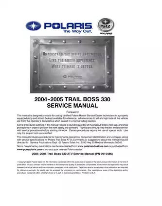 2004-2005 Polaris Trail Boss 330 Service Manual - Complete Vehicle Maintenance Guide Preview image 2