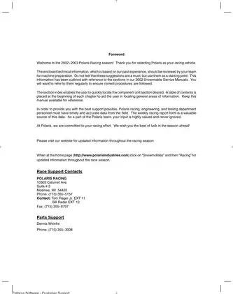 Polaris PRO X Series Snowmobile High-Performance Service Manual (2001-2003) Preview image 4