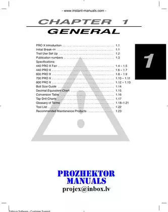 Polaris Pro X Snowmobile Service and Maintenance Manual (2003 Models) Preview image 2