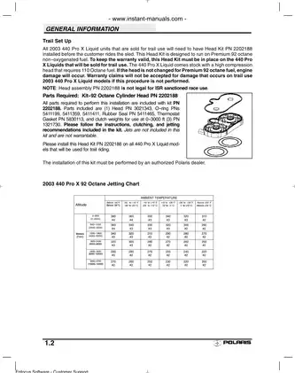 Polaris Pro X Snowmobile Service and Maintenance Manual (2003 Models) Preview image 4