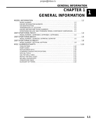 2007 Polaris Sportsman 700/800/800 X2 EFI Service Manual Preview image 5
