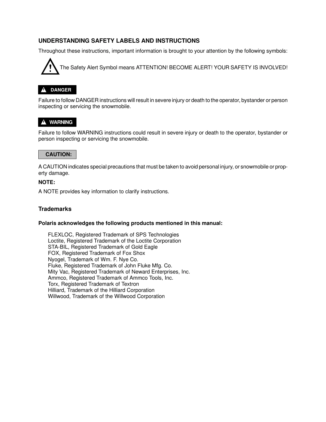2001 Polaris XCF SP,  EDGE, XC SP, XCR, RMK snowmobile service manual Preview image 2