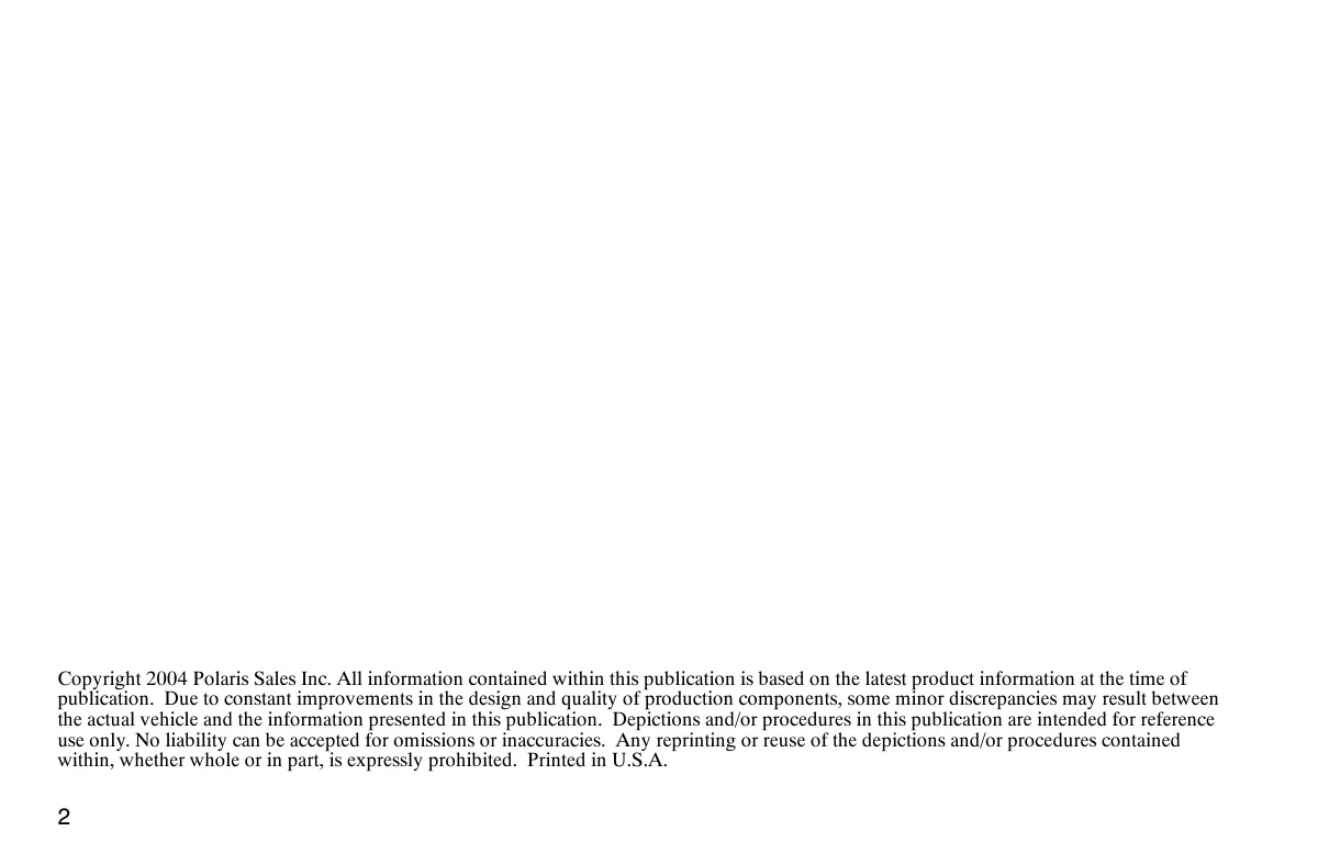 Polaris 2004 Polaris MSX110, MSX150 service and owners manual manual preview page 5 - thumbnail