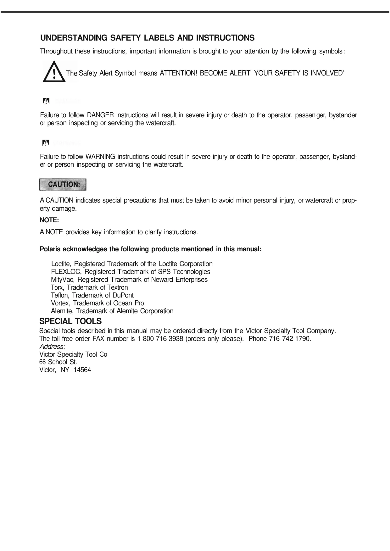 1991-1998 Polaris SLX Pro Personal Watercraft service manual Preview image 2