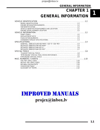 2008 Polaris Outlaw 450 MXR & 525 S/Irs Service Manual Preview image 1