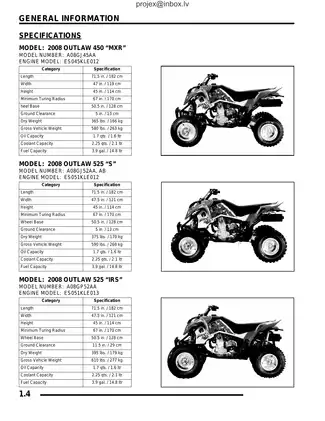 2008 Polaris Outlaw 450 MXR & 525 S/Irs Service Manual Preview image 4