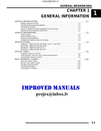 2009 Polaris Outlaw 450, Outlaw 525 ATV repair manual Preview image 1