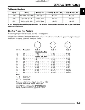 2009 Polaris Outlaw 450 & 525 Service Manual - Comprehensive Maintenance and Repair Guide Preview image 3