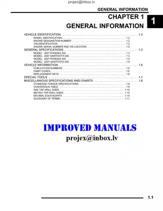 2007 Phoenix & Sawtooth 200 Service Manual Preview image 3