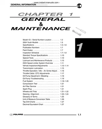 2004 Polaris Predator 50, Predator 90, Sportsman 90 repair manual Preview image 1