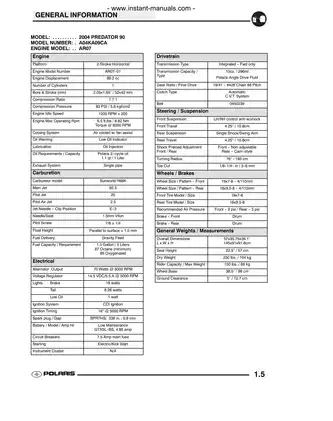 2004 Polaris Youth ATV Service Manual | Comprehensive Guide for Predator 50 and 90 Models Preview image 5